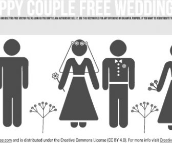 Mutlu çift ücretsiz Düğün Vektör