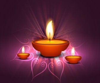 Happy Diwali Indah Kartu Vector Latar Belakang
