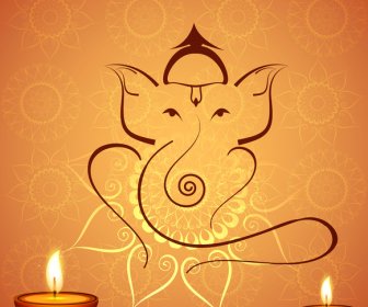 Bella Feliz Diwali Tarjeta De Vector De Fondo