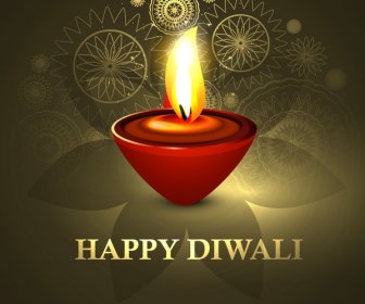 Happy Diwali Beautiful Diya Colorful Hindu Festival Background Illustration