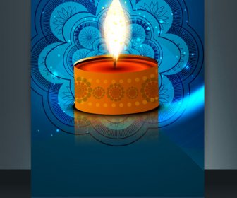 Happy Diwali Feiern Broschüre Karte Vorlage Reflexion Vektor