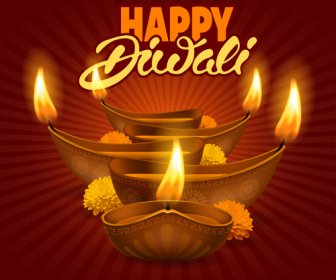 Happy Diwali Ethnic Styles Background Vectors