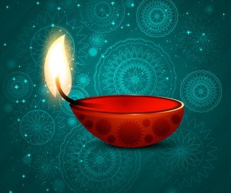 Felice Diwali Festival Colorato Linea Onda Celebrazione Carta Illustrazione Vettoriale
