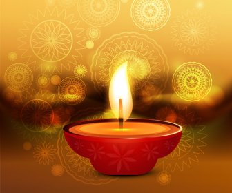 Joyeux Diwali Festival Coloré Ligne Vague Célébration Carte Illustration Vectorielle