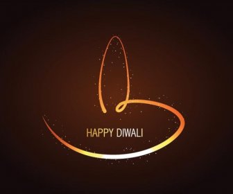 Happy Diwali Glowing Diya Logo Brown Vector Background