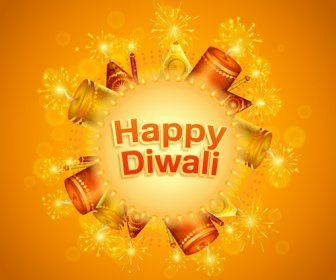 Happy Diwali India Styles Vector Background Vector