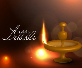 Happy Diwali Lamp Flame On Red Background Free Vector