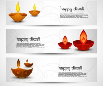 Happy Diwali Bergaya Warna-warni Set Desain Header
