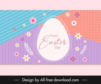 happy easter banner flat egg floral decor