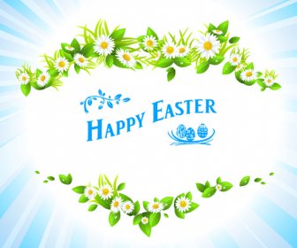 Happy Easter Blume Rahmen Hintergrund Vektor