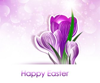 Happy Easter Flower Shiny Background Vector