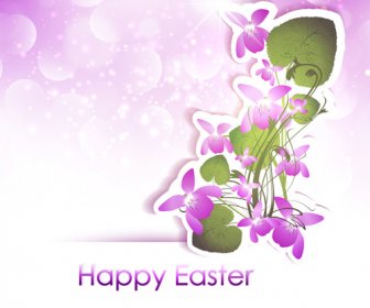 Happy Easter Flower Shiny Background Vector