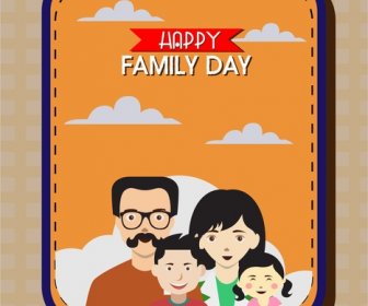 Glückliche Familie Tag Banner Im Farbigen Flat Design