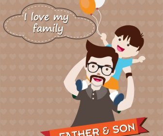 Happy Family Theme Design Father And Kid Style