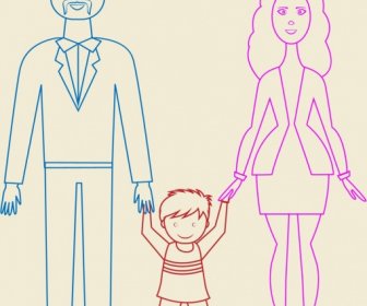 Glückliche Familie Thema Bunte Flache Rahmenplanung