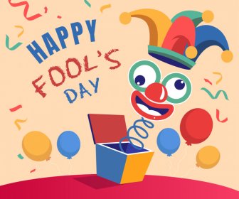 Happy Fools Day Banner Dynamic Clown Toy Balloon Decor