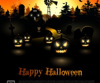 Happy Halloween Backgrounds Vector Set