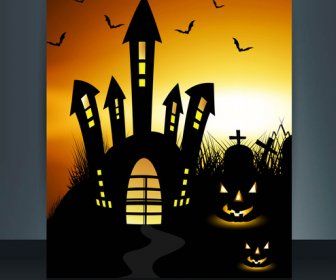 Happy Halloween Brochure Reflection Colorful Party Vector Illustration
