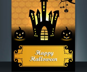 Happy Halloween Colorful Brochure Background Template Vector