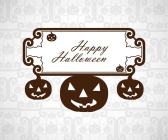 Happy Halloween Greeting Card Colorful Pumpkins Party Background Illustration