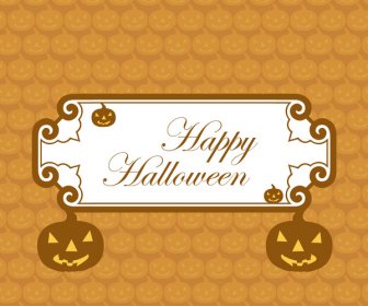 Happy Halloween Greeting Card Colorful Pumpkins Party Vector Illustration
