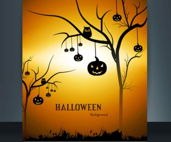 Happy Halloween Holiday Brosur Refleksi Latar Belakang Berwarna-warni Ilustrasi