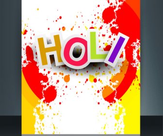 행복 한 Holi 브로슈어 서식 파일 반사 다채로운 카드 축제 벡터