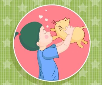 estrellas de amor para mascotas Happy kid fondo círculo de aislamiento