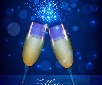 Happy New Year Background With Wine Glass