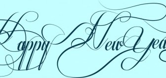 Happy New Year Decoration Text Calligraphic Curves Style