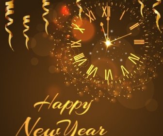 Mutlu Yeni Yıl Altın öğeleri Arka Plan Vektör