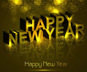 Happy New Year Shiny Text Reflection Colorful Background Vector