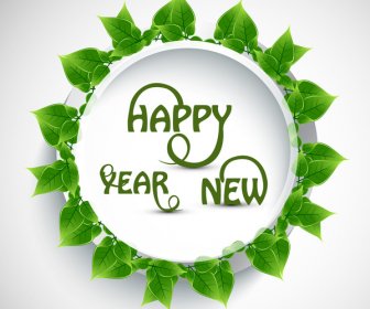 Happy New Year Text Lives Green Color Vector