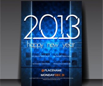 Happy New Year13 Blue Poster Design Vector