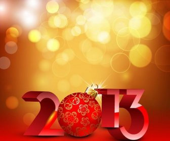 Happy New Year13 Con Red Glowing Background Vector