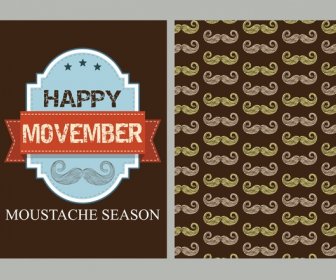 Happy November Banner Mustached Repeating Background
