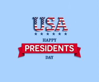 happy presidents day banner template texts stars ribbon decor