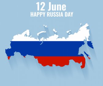 Feliz Russia Dia Banner Elemento Plano Decoração Plana Mdern