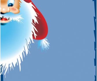 Potret Sinterklas Bahagia Pada Bingkai Biru Vektor