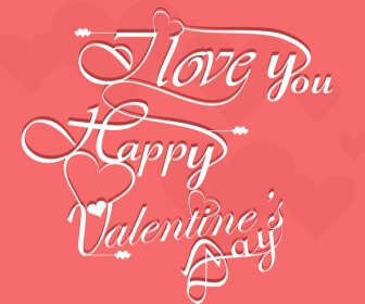 Felice Giorno Di San Valentino Cuore Per Lettering Testo Carta Vettoriale
