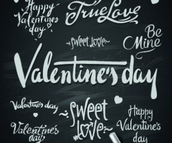 Happy Valentines Day Text Elements Vector