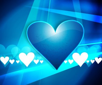 Valentins สวัสดีวันพื้นหลังเวกเตอร์คลื่นออกแบบหัวใจสีสันสดใสสีน้ำเงิน