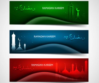 Header Ramadan Kareem Bright Colorful Wave Vector