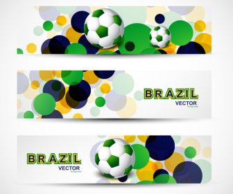 Cabeçalho Conjunto Brasil Bandeira Cores Três Onda Colorida Ilustração Vector