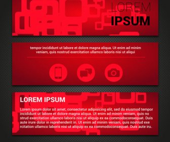 Header Template Sets With Geometric Dark Red Background
