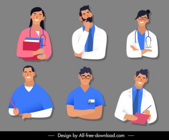 Gesundheits-Charaktere Symbole Cartoon Skizze