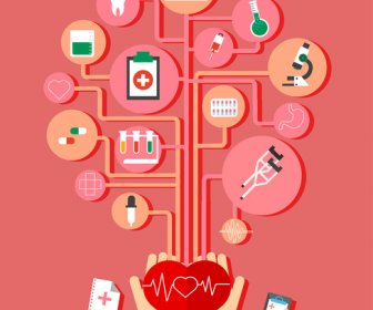 Unsur-unsur Kesehatan Infographic Dengan Alat-alat Medis Ilustrasi