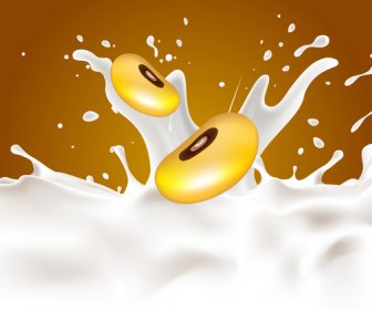콩 우유와 함께 건강 한 광고 배너 디자인