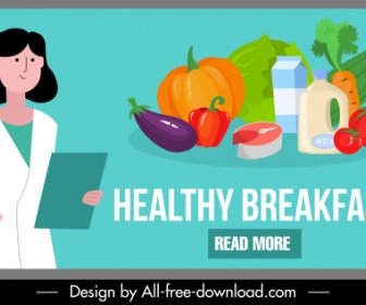 Healthy Breakfast Banner Foods Doctor Sketch