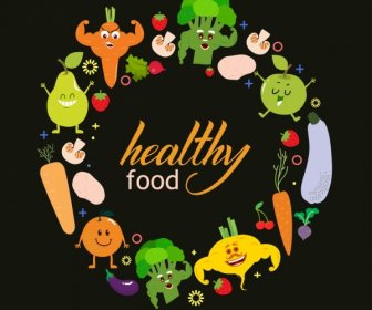 Healthy Food Advertisement Stylized Vegetable Icons Circle Layout